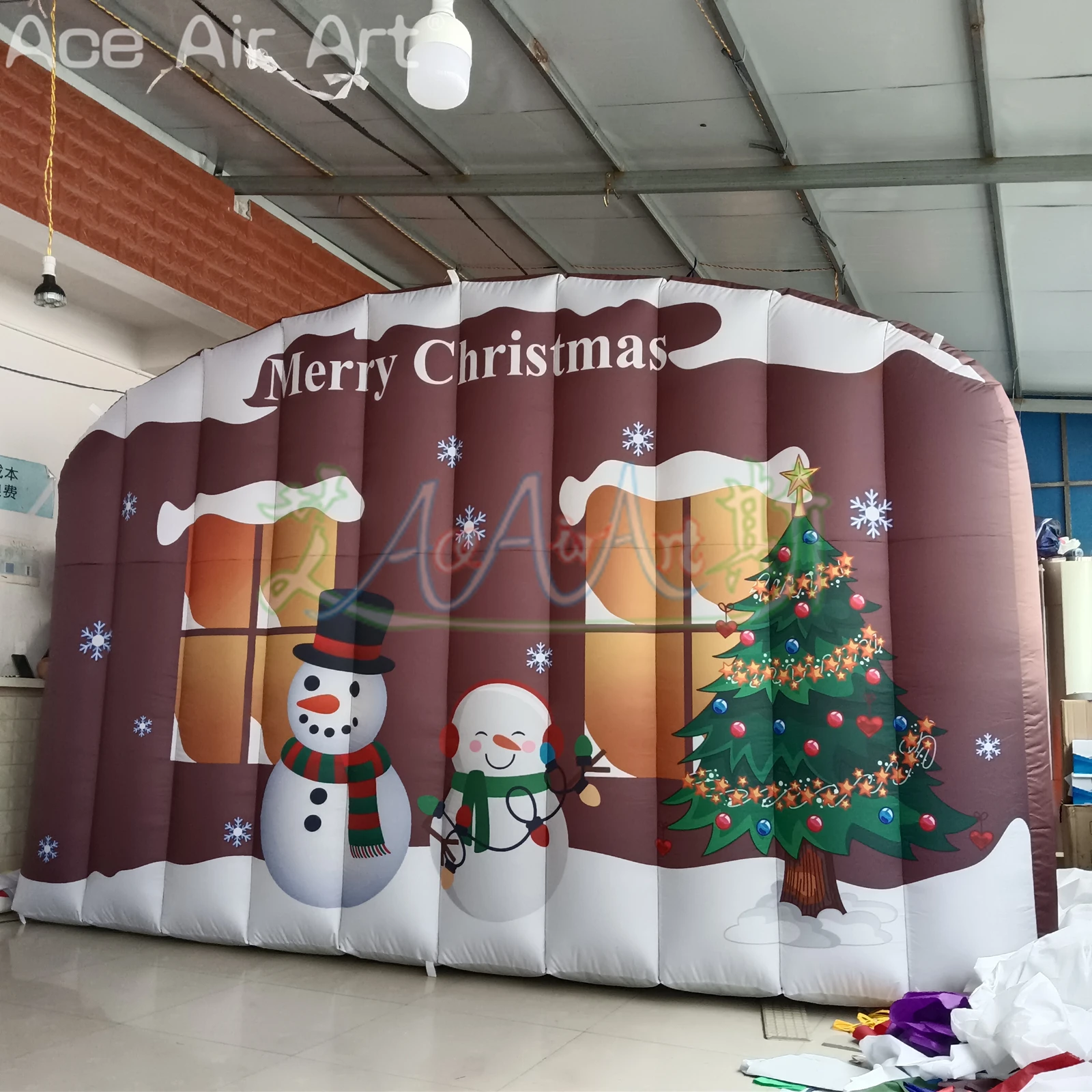 4 mW aufblasbarer Weihnachts-Wand-Party-dekorativer Hintergrund, Schneemann-Hintergrund für Weihnachtspräsentation oder Karneval, hergestellt von Ace Air Art