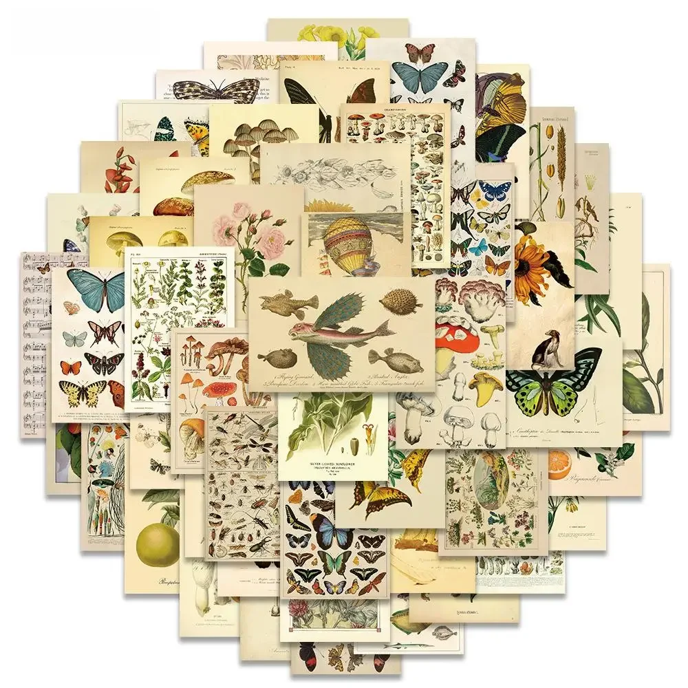 10/30/50 PIÈCES Rétro Plante Insectes Fleur Art Autocollants Champignon Animaux BRICOLAGE Enfants Ordinateur Portable Skateboard Valise Autocollants Graffiti Autocollant