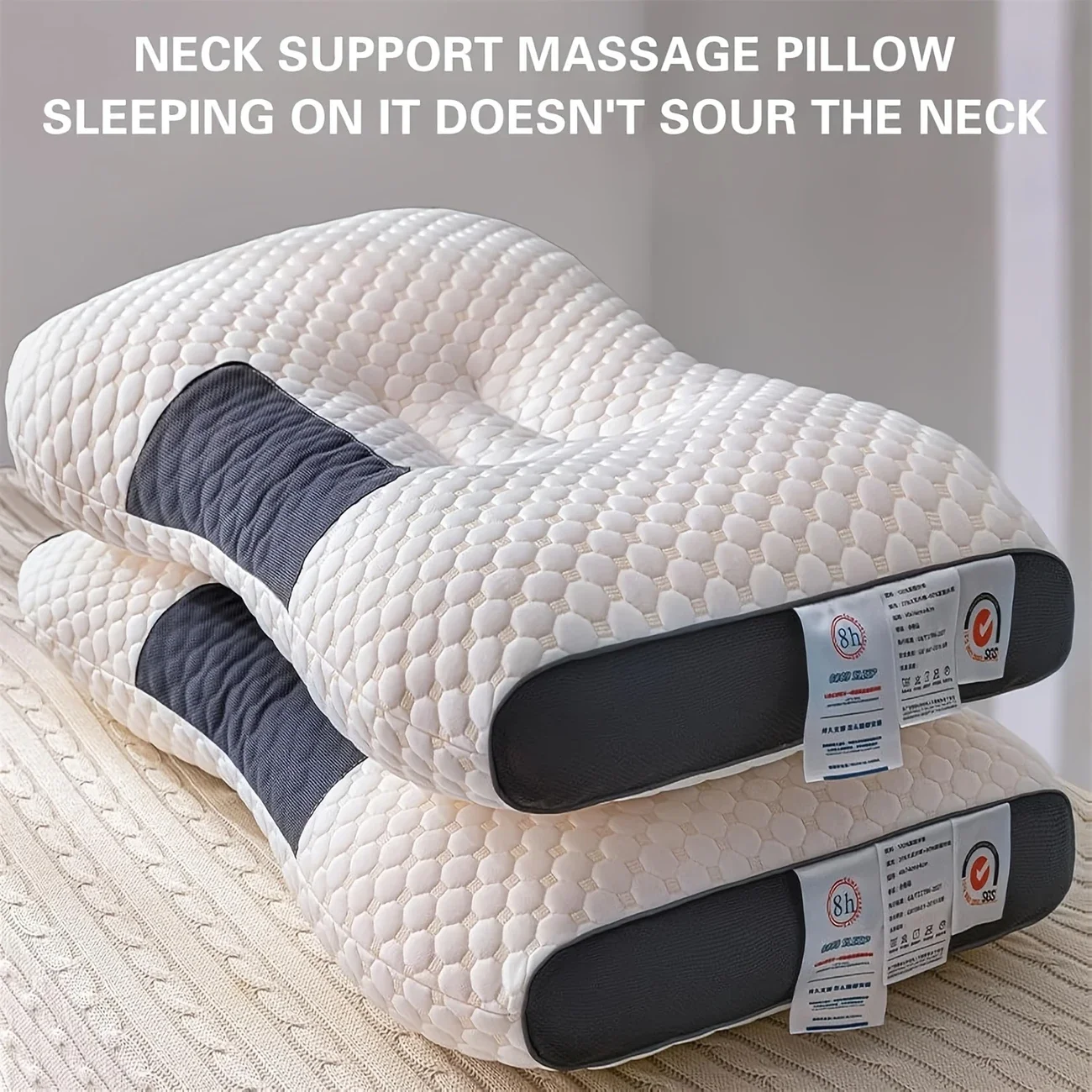 Das ultimative Nackenkorrekturkissen – ergonomische Nackenstütze für tiefen Schlaf – perfekt für Seiten- und Rückenschläfer – genießen Sie einen S