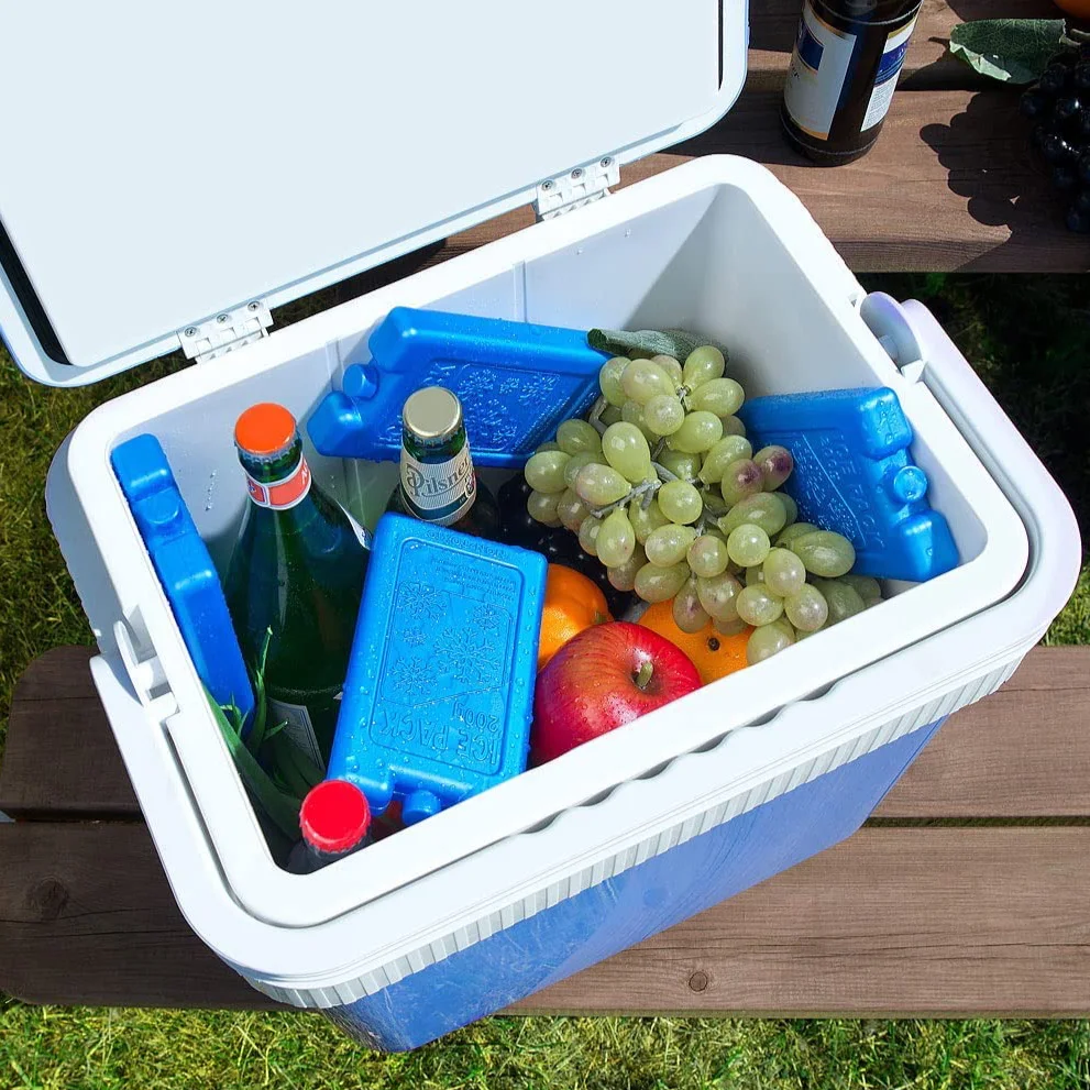 Accumulatore di ghiaccio da 4 pezzi per frigorifero portatile, confezione da 4 pezzi di congelatore a piastre blu, piastra di ghiaccio per borsa