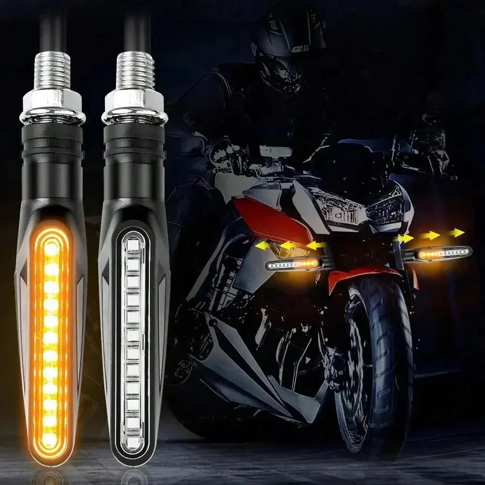 2 pièces universel LED moto clignotant 12v IP68 étanche ambre clignotant indicateur clignotant feux arrière lampe accessoires