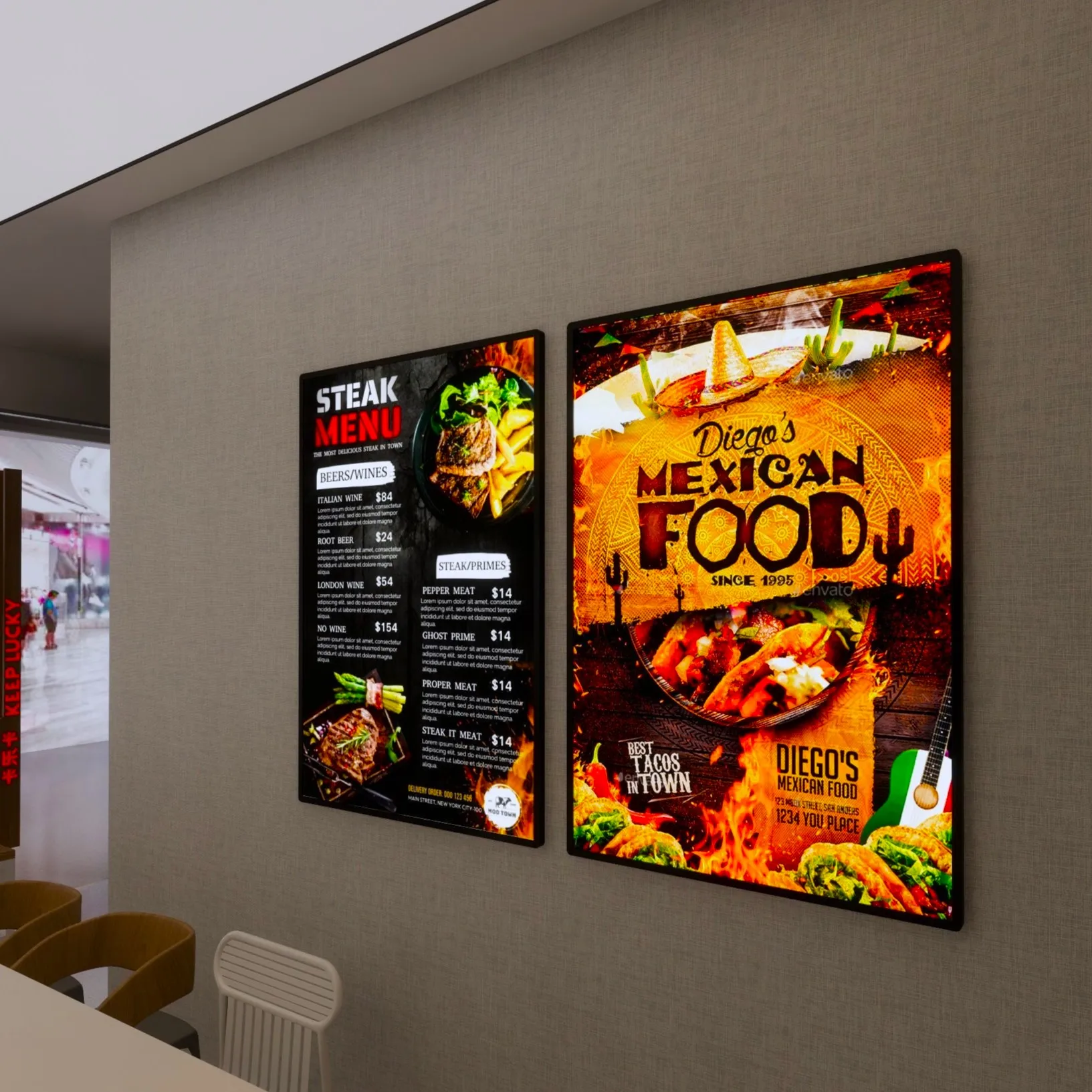 Custom Menu Led Light Box Advertising Poster Ultra-thin Aluminum LED Movie Poster Frame LED Restaurant Shop Menu Board Light Box