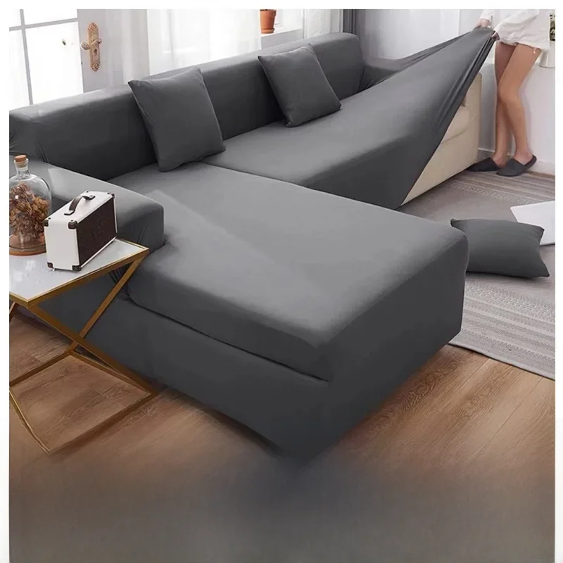 Monocromático Elastic Capas Sofá para Sala, L Shaped Canto Sofá Capa, Protetor de Cadeira Slipcover,