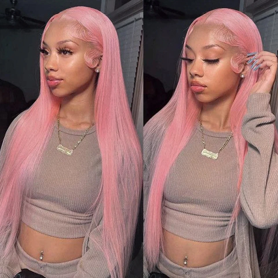 13x4 13x6 Pink Wig Lace Front Human Hair Wig 36 Inch Human Lace Frontal Wigs Bone Straight Colored Wigs On Sale Lace Wig