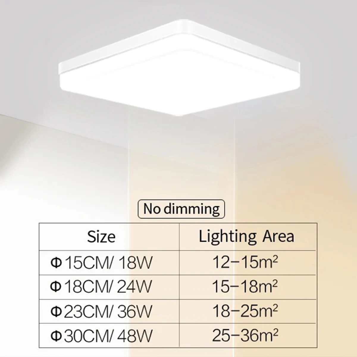 IRALAN Square LED Ceiling Light Bedroom Corridor Toilet Lighting Neutral White Cool White Warm White 48W 36W 24W 18W