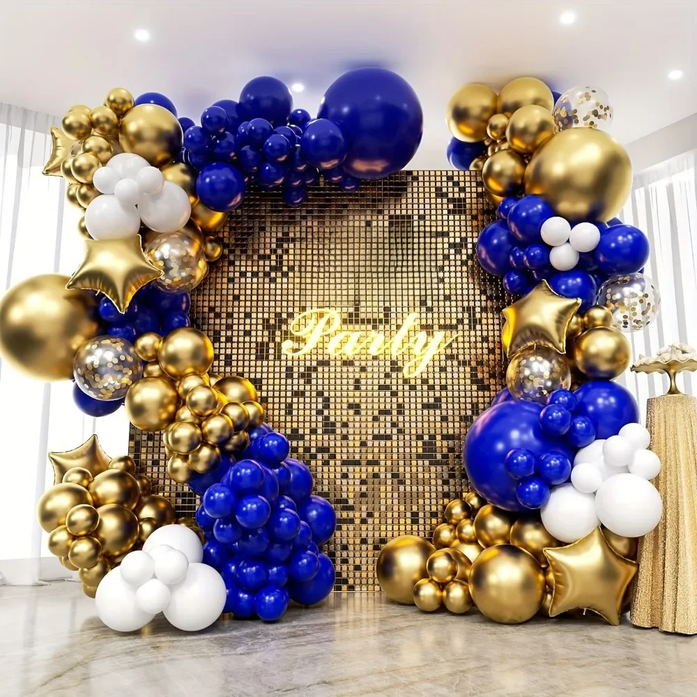 186PCS Royal Blue Gold Balloon Arch Wreath Set, Outdoor Proposal Bachelorette Party Birthday Wedding Valentine's Day Decoration — zdjęcie 2