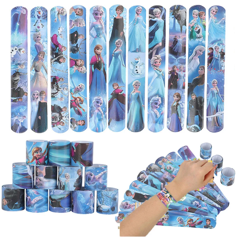 10/20/30 Uds. Disney Frozen Elsa Slap pulseras recuerdo de fiesta niñas niños regalos de fiesta de cumpleaños princesa Anna Elsa pulsera regalo Juguetes