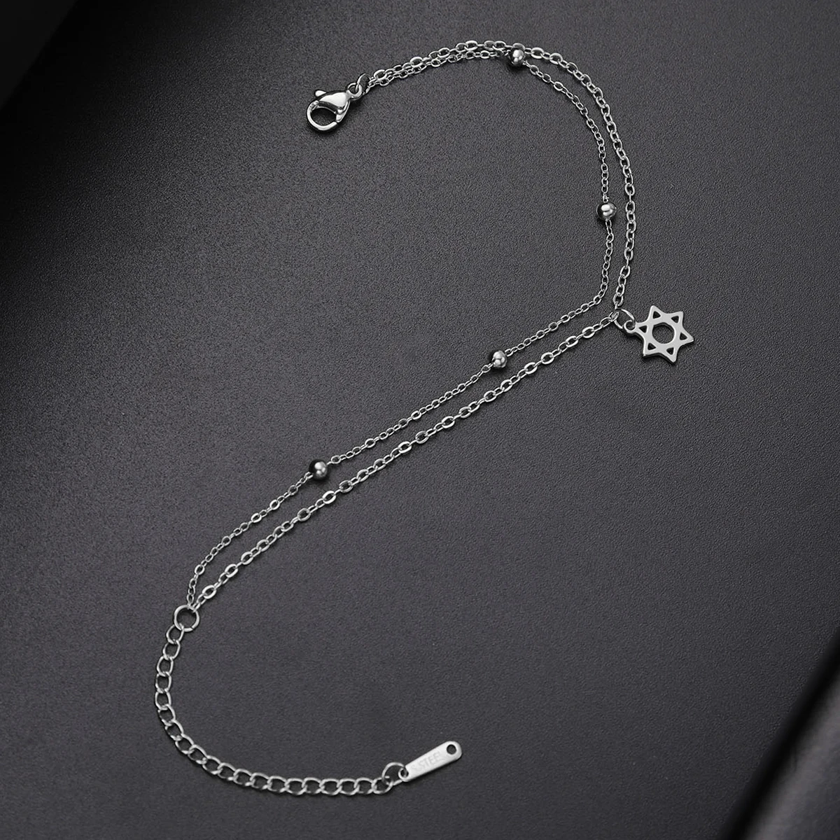 LIKGREAT Stainless Steel Star of David Symbol Bracelet for Men Women Charm Bead Bracelet Classic Original Jewelry Christmas Gift