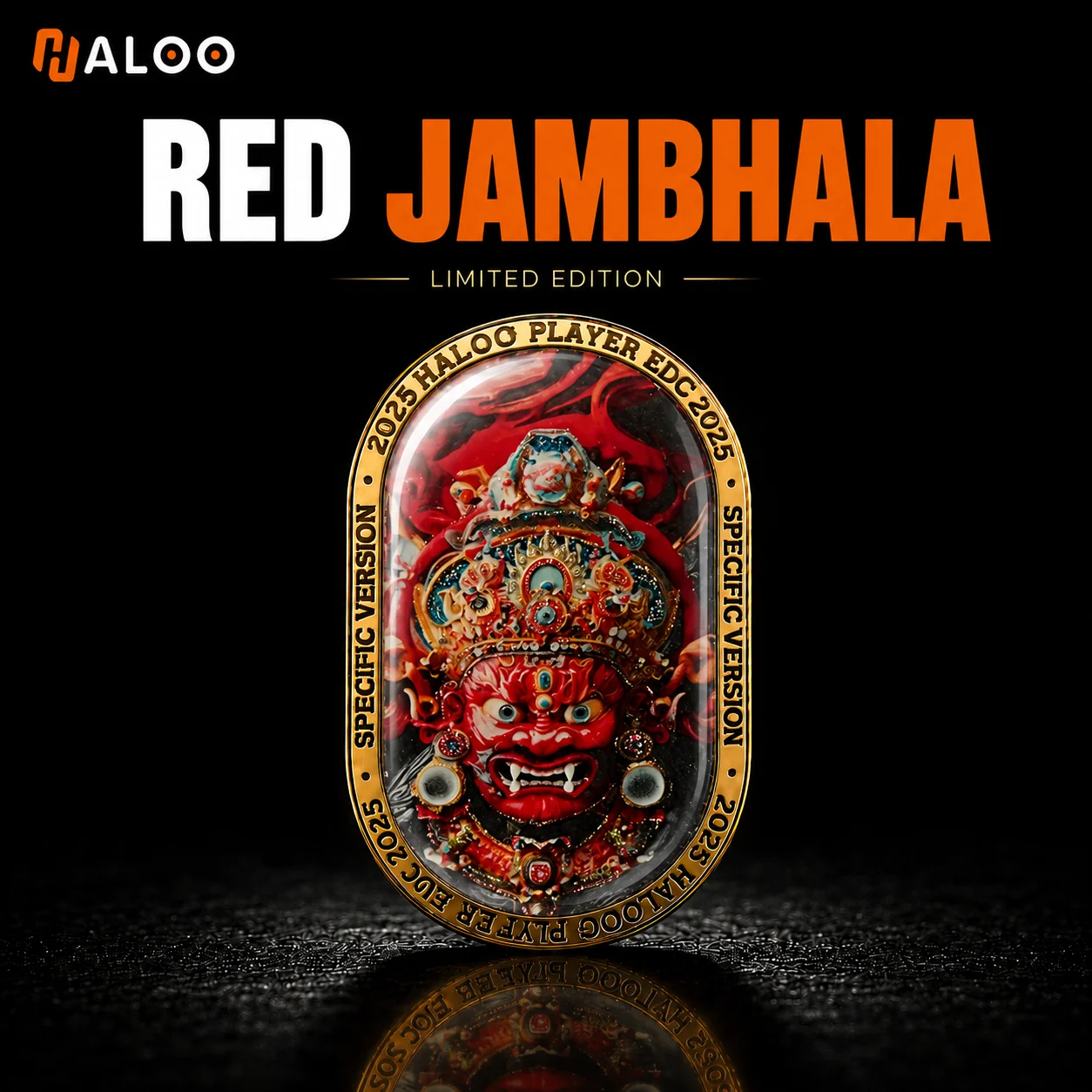 HALOOPLAYER EDC Custom DIY RED JAMBHALA Metal Stainless Steel Finger Spin Premium Toy Push Spin Mechanical Fidget Slider
