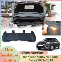 Car Hood Engine Cover for Nissan Sunny N17 Latio Versa 2011~2019 Insulation Liner Cotton Soundproof Thermal Heat Mat Accessories