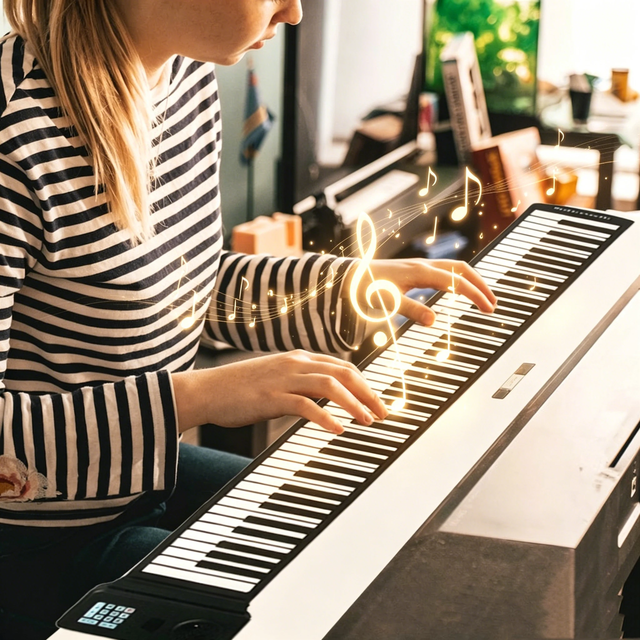 Piano électronique pliable en silicone à 88 touches, piano portable enroulable avec prise casque, pour la pratique à domicile, pour enfants, adultes et débutants