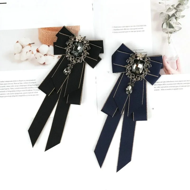 Elegancki krawat w stylu Retro z kokardką, wstążka, strasy stanik, muszka, prezenty dla mężczyzn, elegancka suknia ślubna, akcesoria — zdjęcie 2