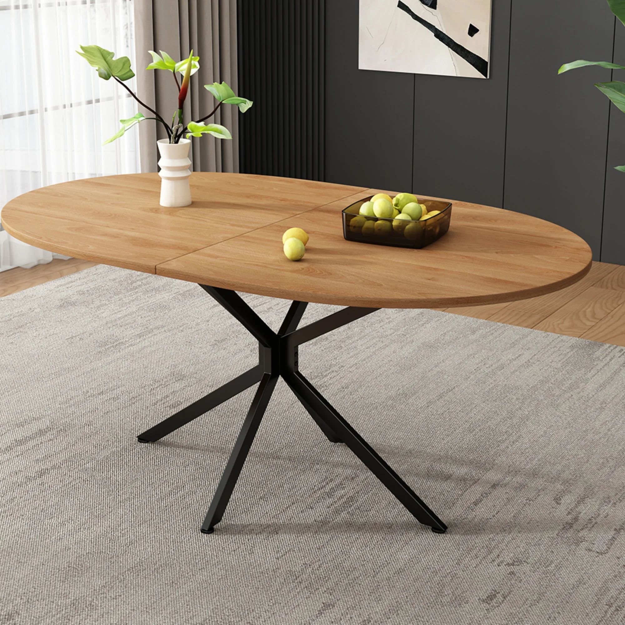 Eettafel 120×80×75,5 cm moderne keukentafel ovale eettafel voor 4-6 personen moderne eenvoudige eettafel,