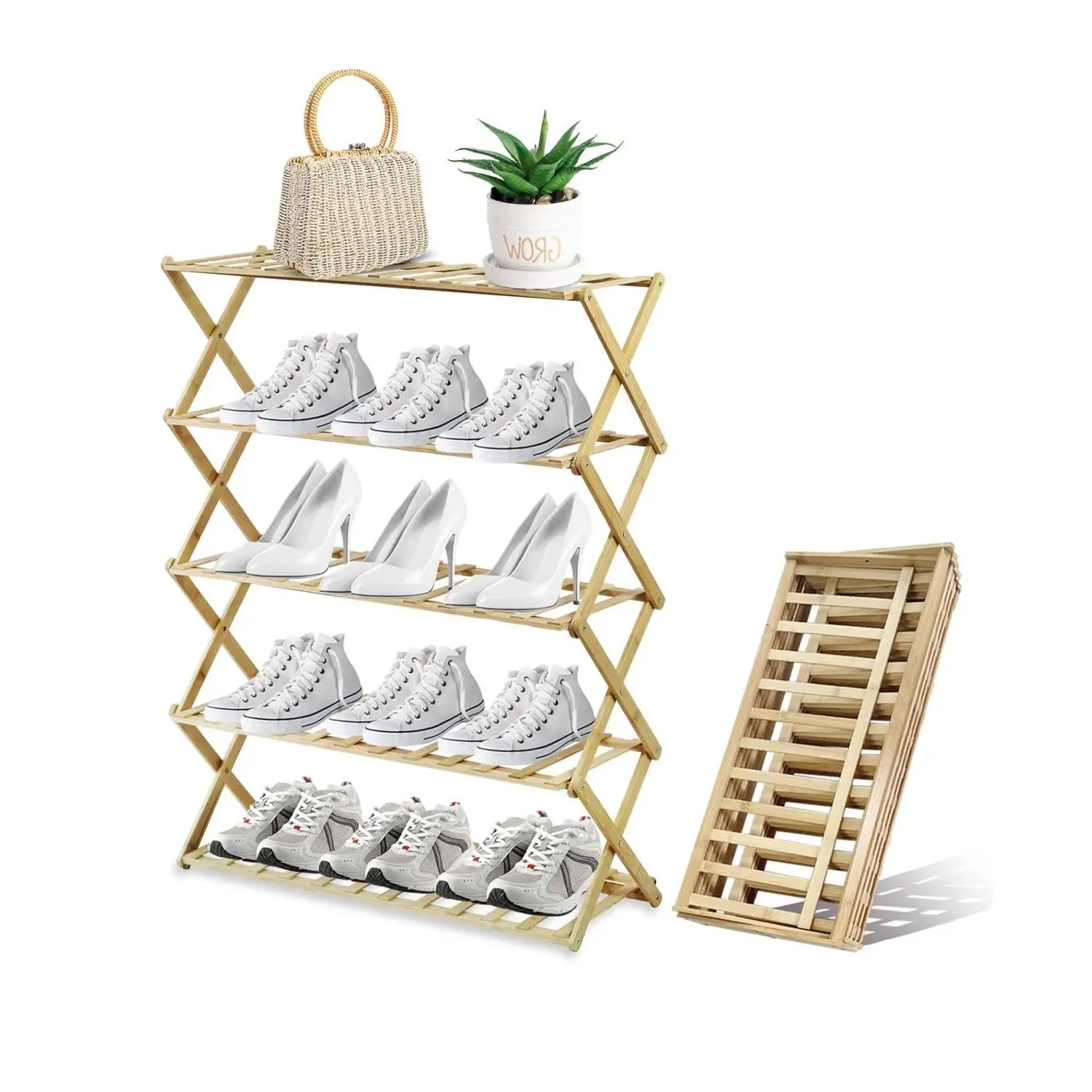 Bamboo Shoe Rack Storage Home Folding Shoe Rack Affordable Shoe Rack Multi-Layer Storage Simple and Convenient