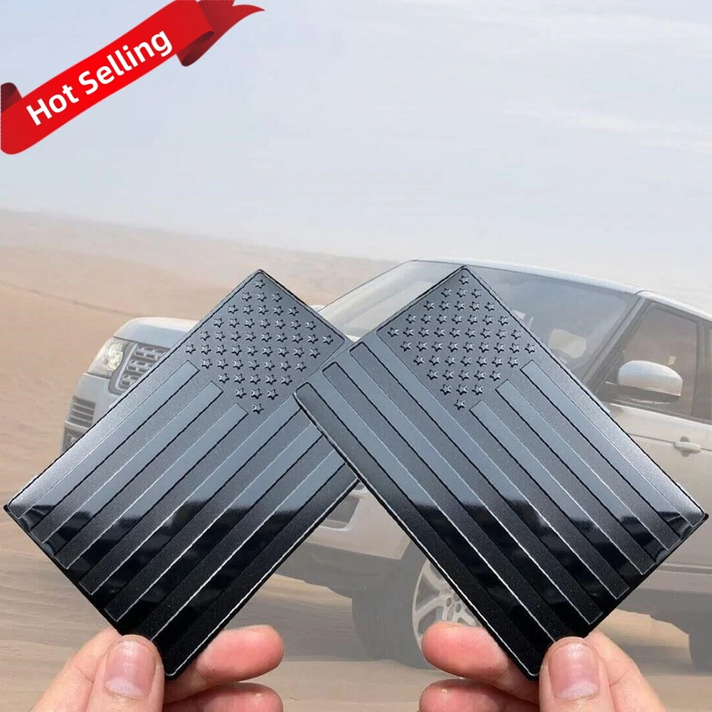 1Pair Metal Aluminum Alloy Black USA American Flag Car Tuning Motorcycle Accessories Fairing Emblem Car Flag Badge Sticker Parts