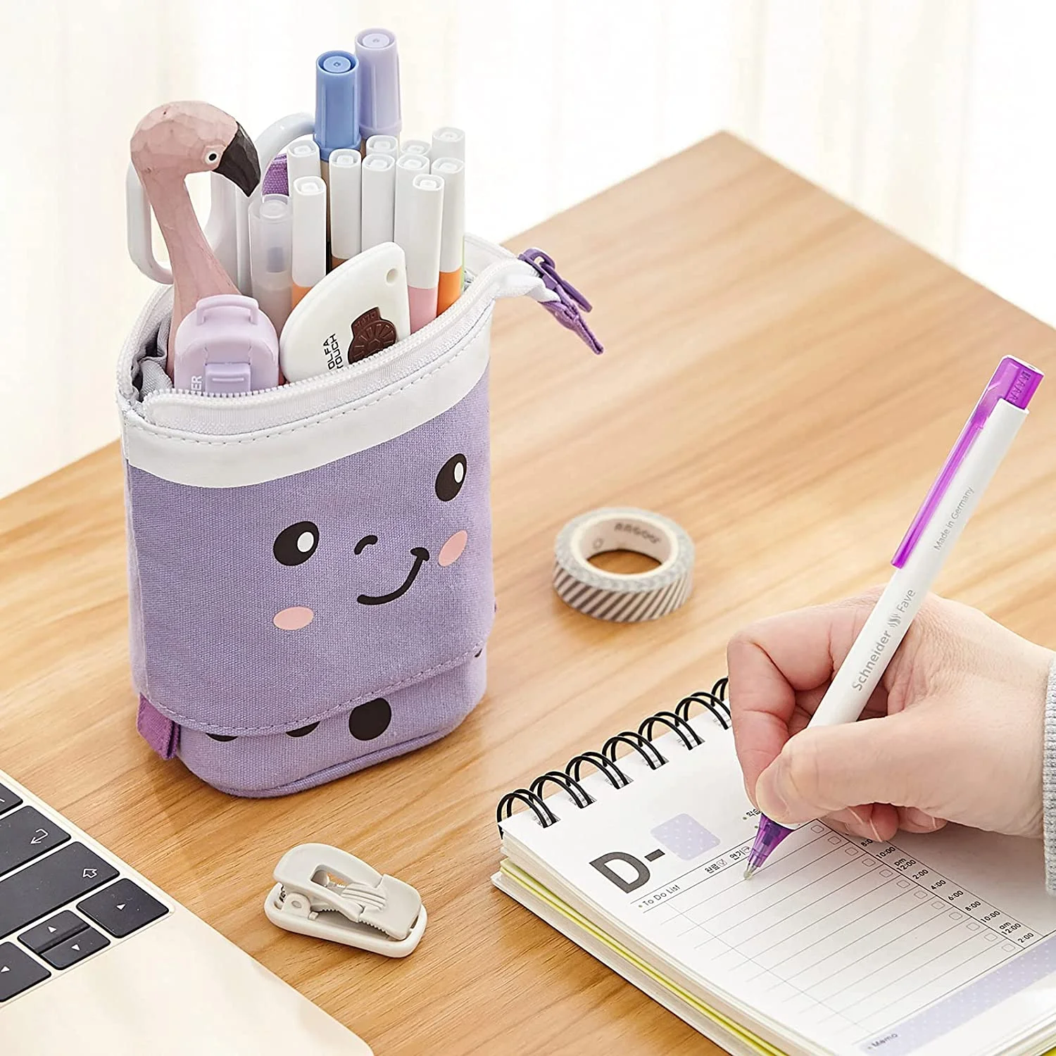 Standing Pencil Case Cute Telescopic Pen Holder Kawaii Stationery Pouch Makeup Cosmetics Bag Stationery for School  Office