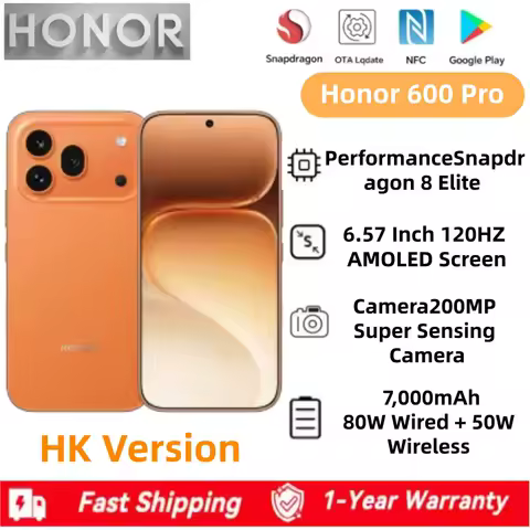 Honor 600 Pro Hong Kong Version Snapdragon® 8 Elite 200MP Rear Camera 7000 mAh 80W SuperCharge IP68/IP69 Water water proof