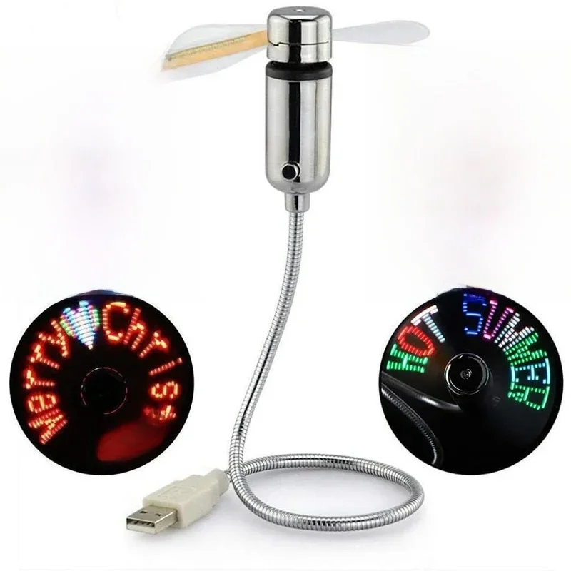 Ventilateur USB créatif, lumière USB LED RGB, ventilateur Programmable, col de cygne Flexible, Message à faire soi-même, Mini ventilateur USB pour PC, ordinateur portable, ordinateur de bureau