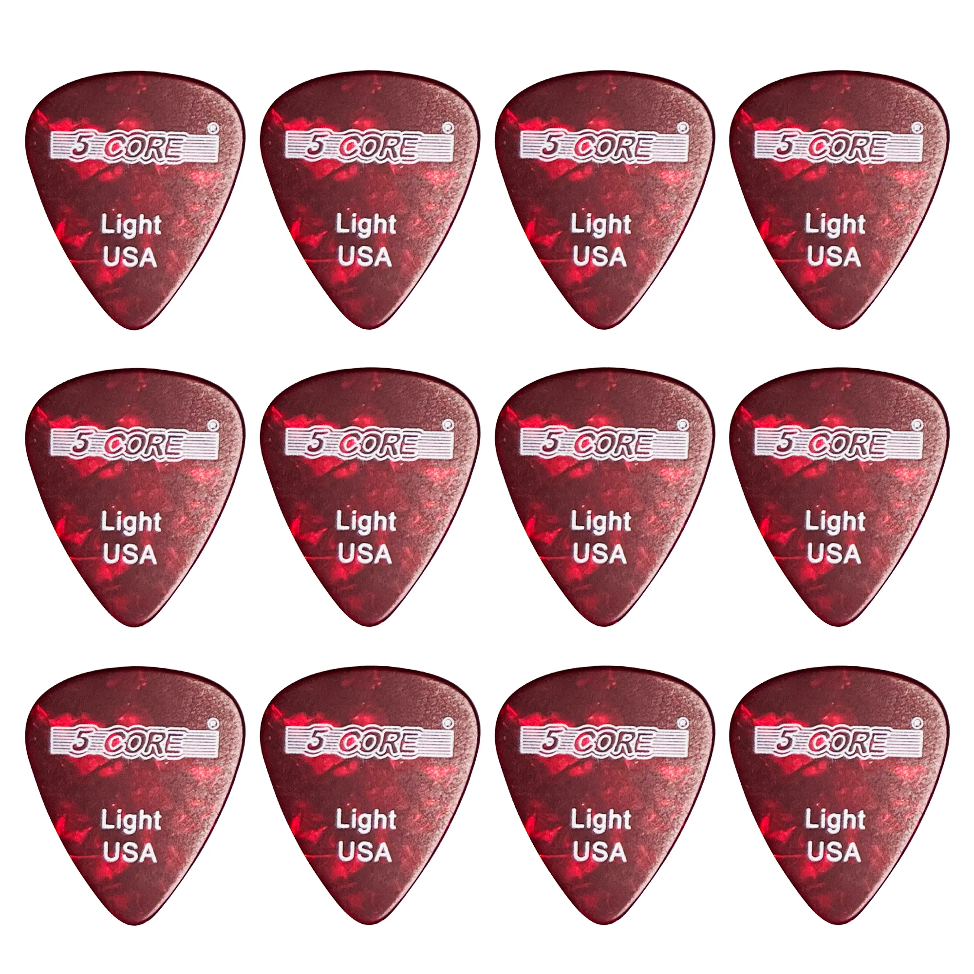 

5Core Guitar Picks Celluloid Light Gauge 0.46mm Pick - Acoustic Electric Bass Guitars RED- G PICK L R 12PK