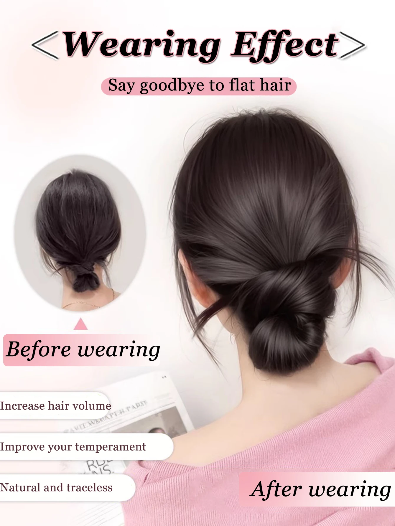 AOSIQUEEN Synthetic Low-tied Chicken Feather Ball Head Claw Clip Bun Lazy Bun Wig Bag Hair Accessories Suitable For Women image 2