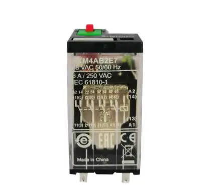 RXM4AB2E7 Miniature plug in relay, Harmony, 6A, 4CO, with LED, lockable test button, 48V AC