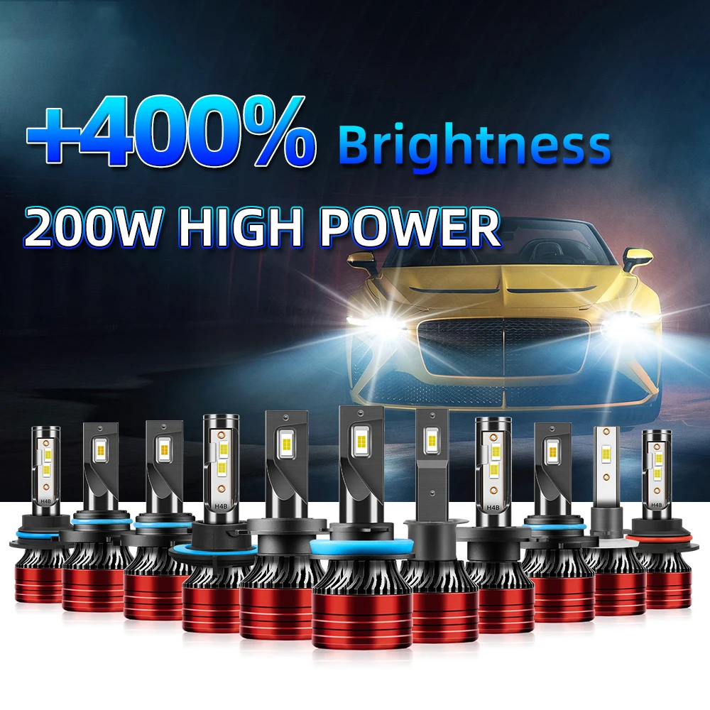 2 قطعة 9005 HB3 9006 HB4 LED المصباح 9007 H4 H13 مرحبا/لو شعاع المصابيح الأمامية 400% أكثر إشراقا LED تحويل عدة 6000K الأبيض #1