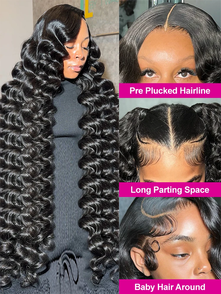 250 الكثافة 13x6 Hd الدانتيل الباروكات الأمامية البرازيلي 32 34 40 بوصة موجة عميقة شعر بشري مجعد الباروكات 100% للنساء السود قبل قطعها