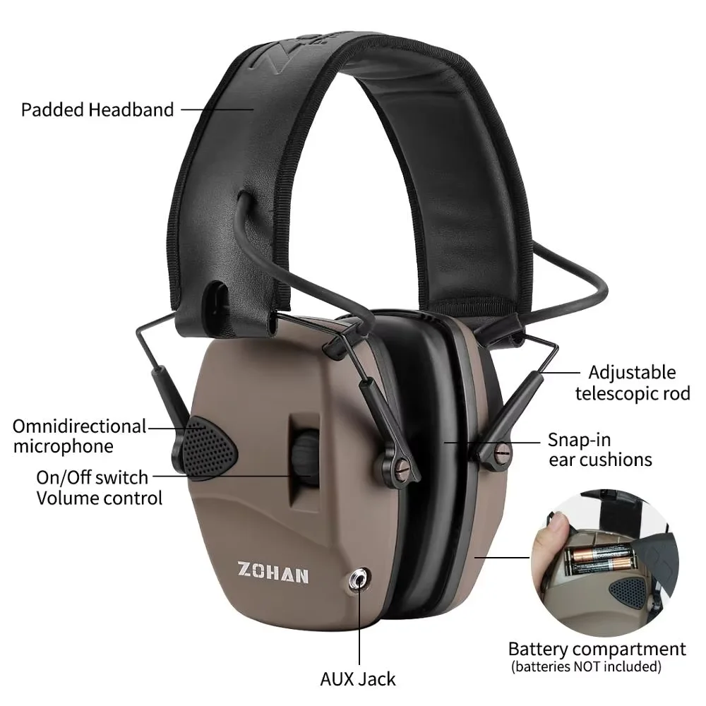 ZOHAN Hunting and shooting tactical headsets Foldable Anti-Noise Head Earmuffs Ear Protector Electronic shooting headsets