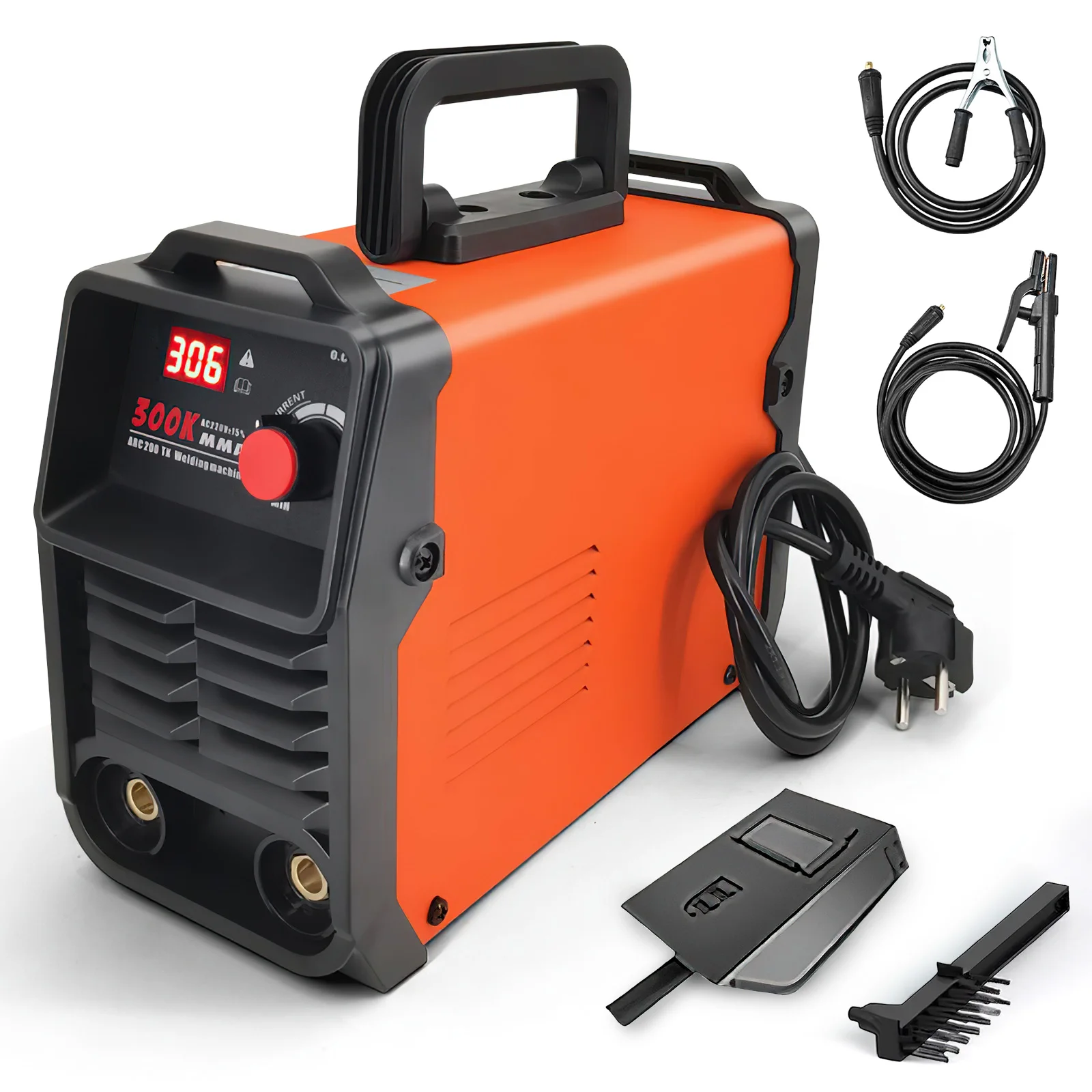 Soudeuse portable à affichage numérique 300A, onduleur IGBT avec démarrage à chaud et anti-adhérence, soudure des électrodes de 2,0 à 3,2 mm, pour acier doux/inox/fonte de fer