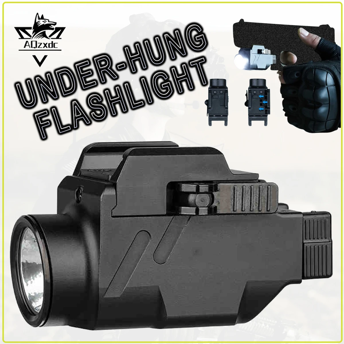 

800LM Tactical Under-Hung Flashlight Airsoft Multi-Function Glock Pistol Light Green Laser Sight for 20mm Picatinny Rail Mount