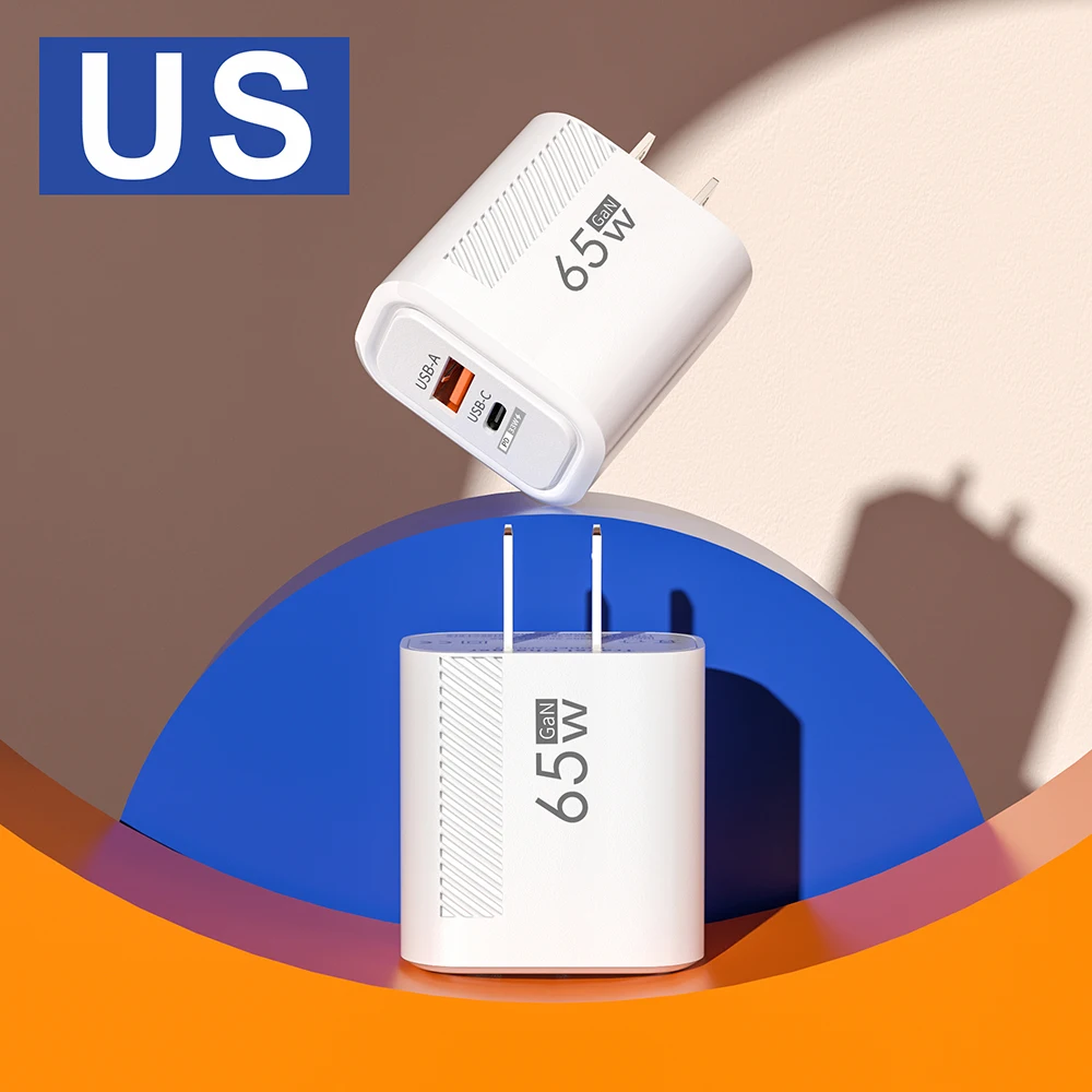 อะแดปเตอร์ชาร์จเร็ว 65W USB-A/USB-C ชาร์จเร็วแบบ Type C Quick Charger3.0 PD สำหรับ iPhone Samsung Xiaomi