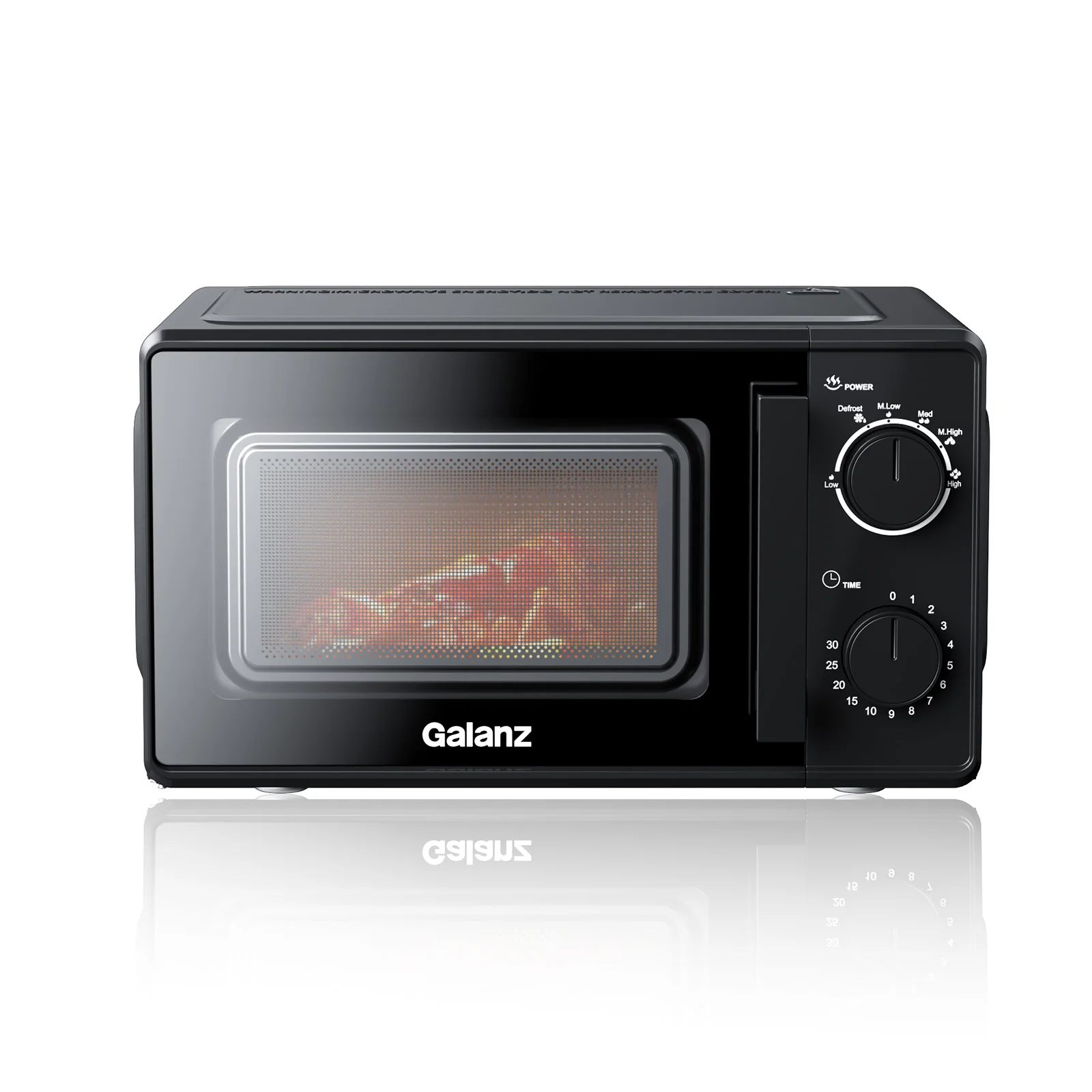 Forno a microonde Galanz, capacità 20 litri, potenza 700 W, modello da tavolo con comandi a rotazione, timer da 30 minuti, piatto girevole, apertura l