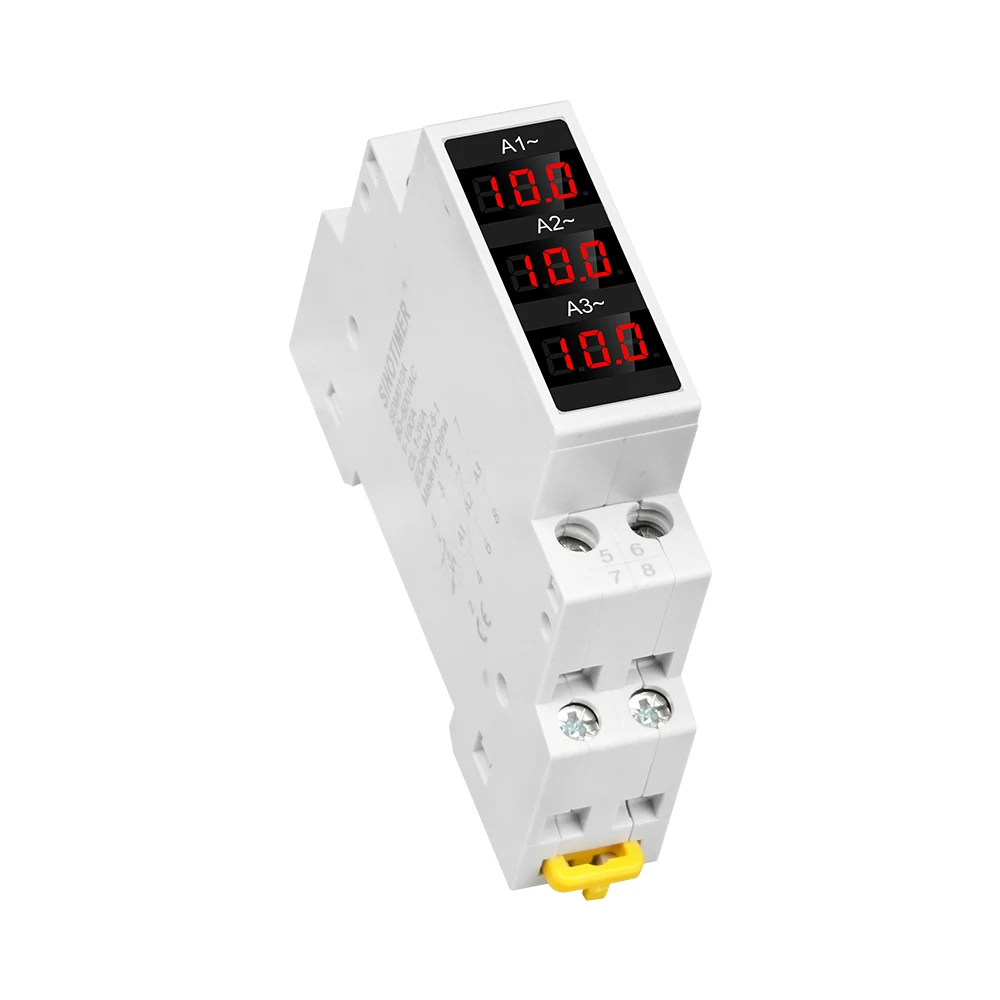 AC 80~500V 1~100A LED Din Rail Digital Display Ammeter Three-Phase Modular Current Meter Gauge Indicator Electrician Tool