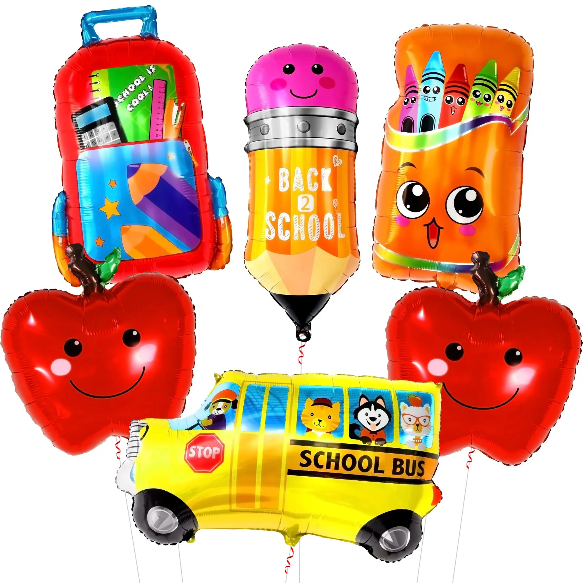 Juego de globos para autobús escolar, 6 uds., 30 pulgadas, decoraciones para el regreso a la escuela, decoraciones para fiesta de bienvenida al regreso a la escuela