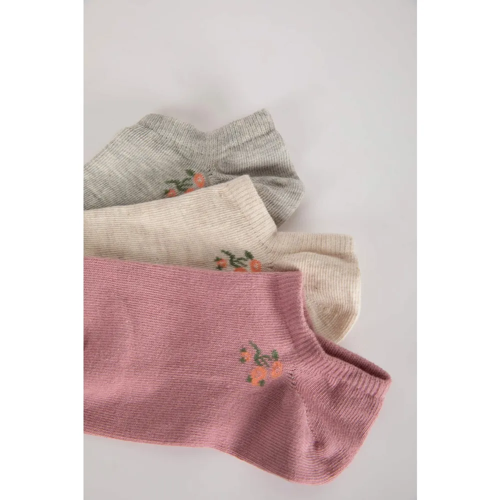 Set of 3 Women  cottony Low Tube Socks Cute Floral Pattern Fashion Breathable For Female Casual Style Casual Socks