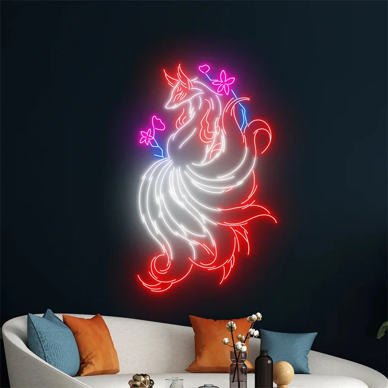 

Nine Tailed Fox Neon Light, Fox Led Sign, Nine Tailed Fox Neon Sign, Fox Led Light, Room Wall Art Decor, Animal Lover Neon Light