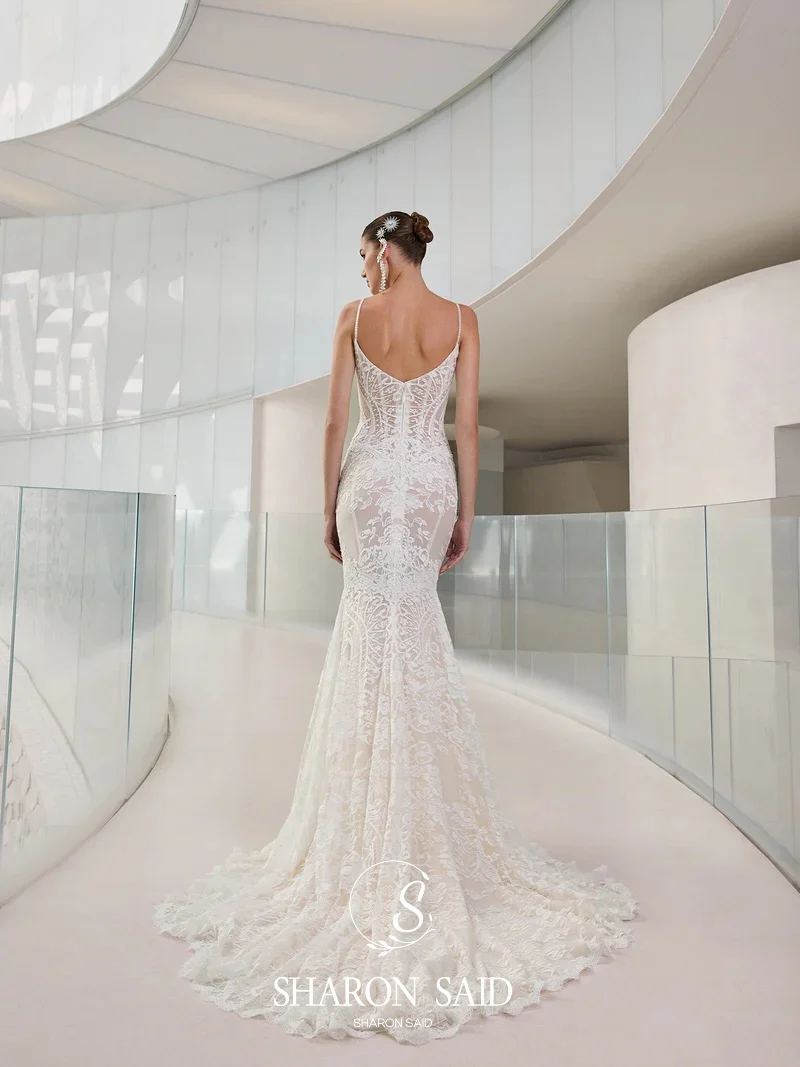 Sharon Said Bohemian Sexy Zeemeermin Off White Trouwjurken 2025, Sweetheart Tule Met Overrok Bruidsjurken SW346 Aangepaste