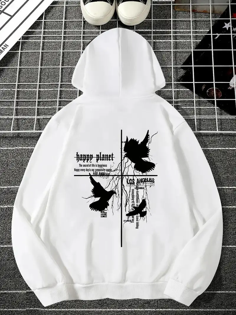 2024 Spring  Autumn Men's New Hoodie 3D Peace Dove Pattern Printed Fashion Hoodie Comfortable High Street Casual Loose Top