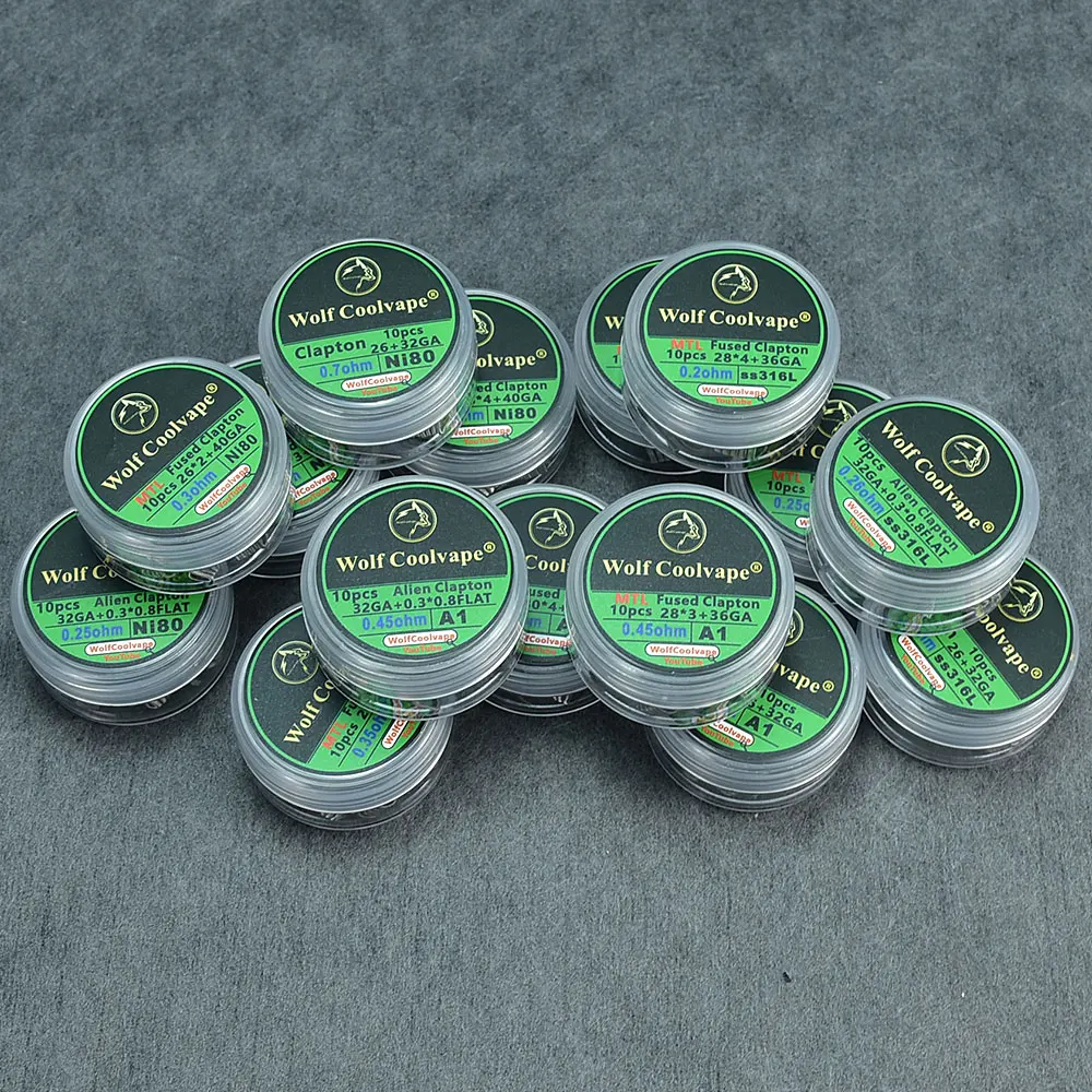10Pcs NI80/SS316L/A1 Mtl Alien Fused Clapton Wire Tiger ขดลวดที่สร้างไว้ล่วงหน้าขดลวดทำความร้อนเครื่องทำความร้อนสายไฟ zeus X RTA Goon V1.5 Rda