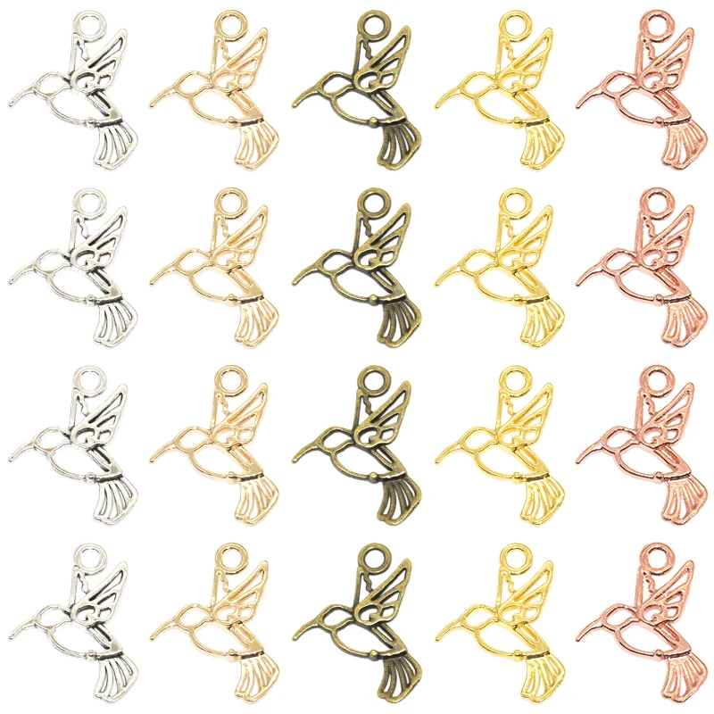30pcs Wholesale Antique Silver Flying Bird Charms Zinc Alloy Metal Pendants For DIY Handmade Jewelry Accessories Making 21*18mm