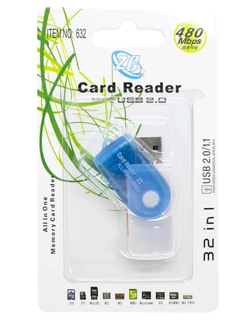 EC-036632 / 1 PCS Leitor Gravador Cartão Memória, Pro Duo,sd, M2, Micro Sd,COR DE ENVIO