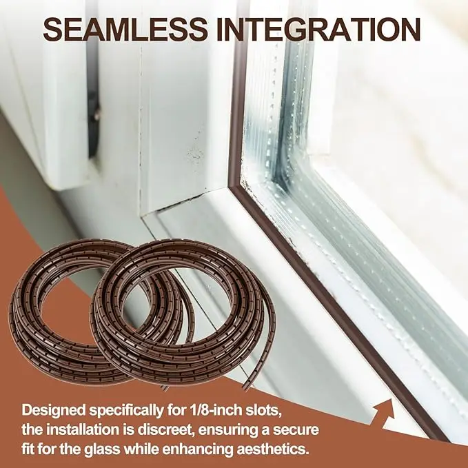 

8M Rubber Retainer Woodworking DIY Glass Panel Retaining Retainer PVC Weather Stripping for Stile Groove Doors Cabinet Rail