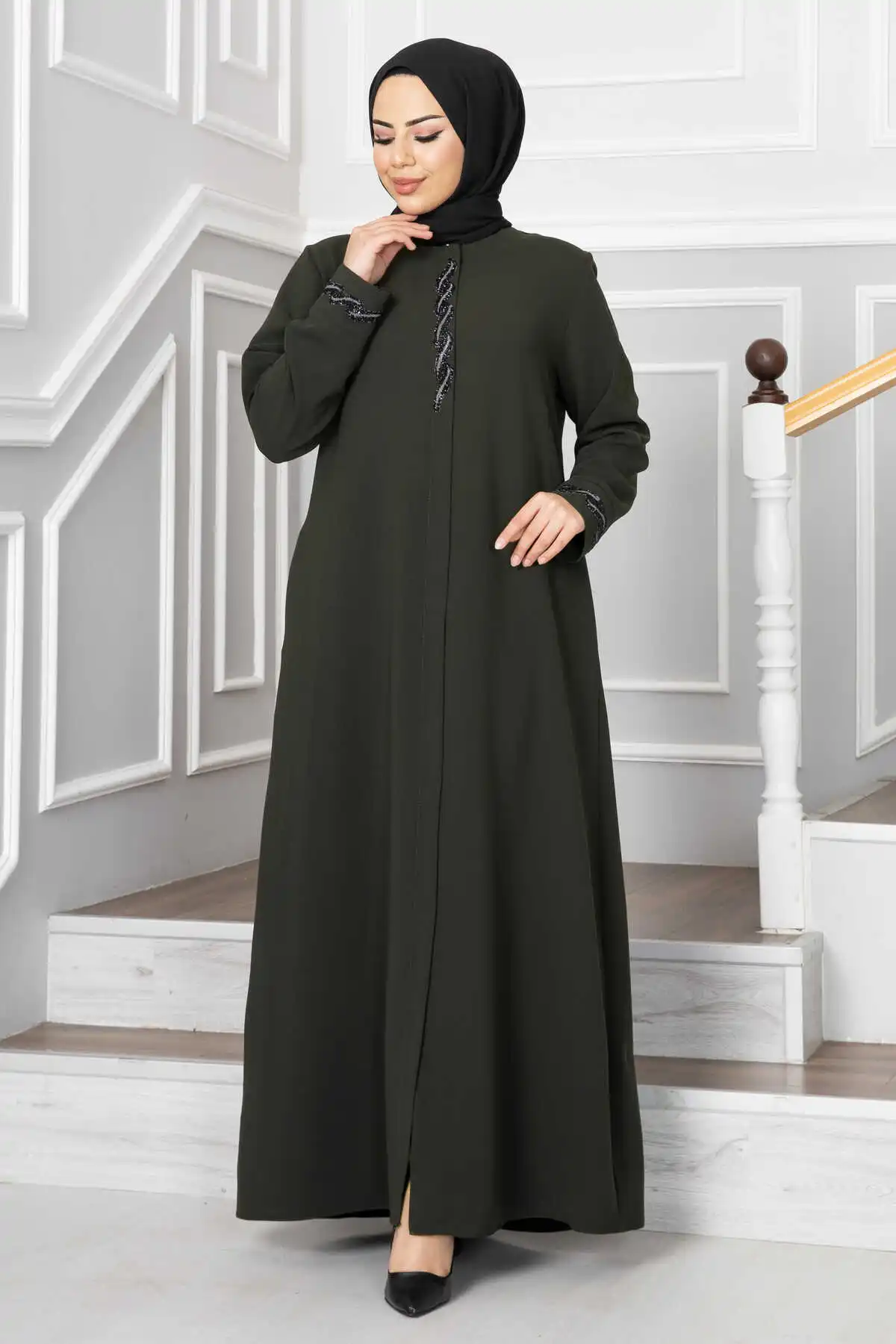 Stone Embroidered Hijap Abaya Dresses for women Women Long Sleeve Muslim Abaya Black Dress Woman dress skirt Turkey 2023