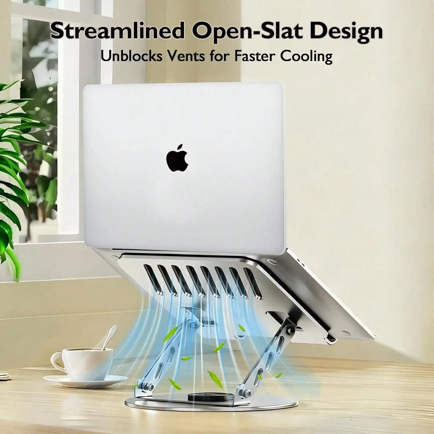 360° Rotating Laptop Stand for Desk | Adjustable &Foldable Ergonomic Riser Holder for MacBook, XPS,HP, & More | Portable Multi-Functional Laptop Stand withDual-Bar Support for Comfortable Viewing | Ideal Gift forWork & Gaming
