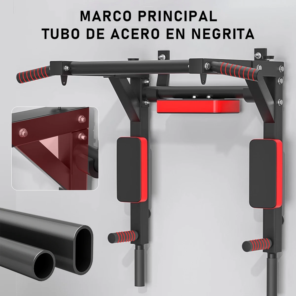 قضيب سحب متعدد الوظائف مثبت على الحائط لصالة الألعاب الرياضية المنزلية، تدريب قوة المقاومة العالية 199.58 كجم، أوضاع قبضة متعددة للسحب، والضغط، والتمارين الأساسية