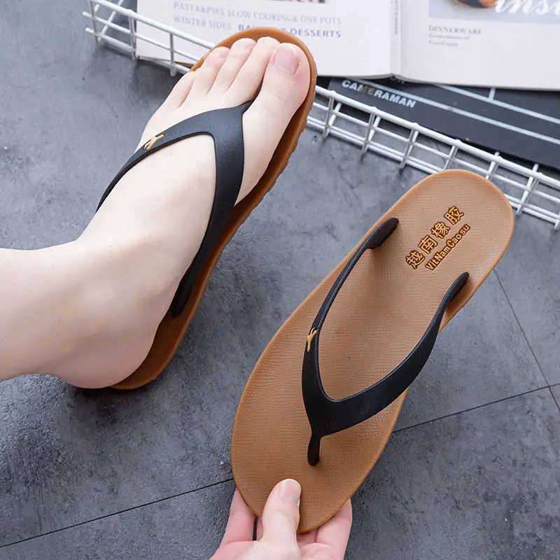 Men's slippers, flip-flops, fashionable wear-resistant home outing flip-flops for men, non-slip, anti-odor rubber slippers