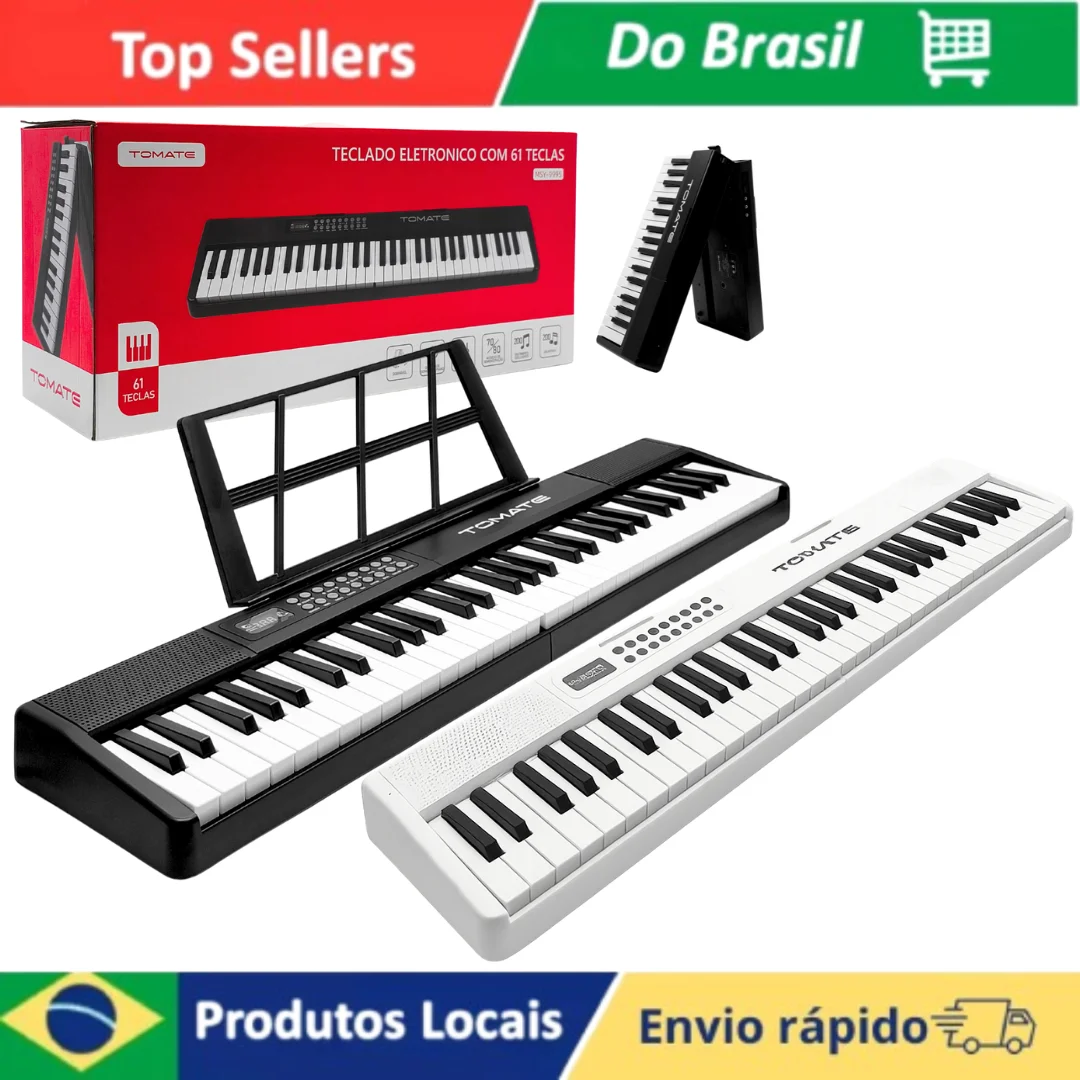 61 مفتاح قابل للطي البيانو الإلكتروني لوحة المفاتيح الموسيقية بطارية داخلية 200 Ritmos 200 Timbres وظيفة التعلم والميكروفون #1