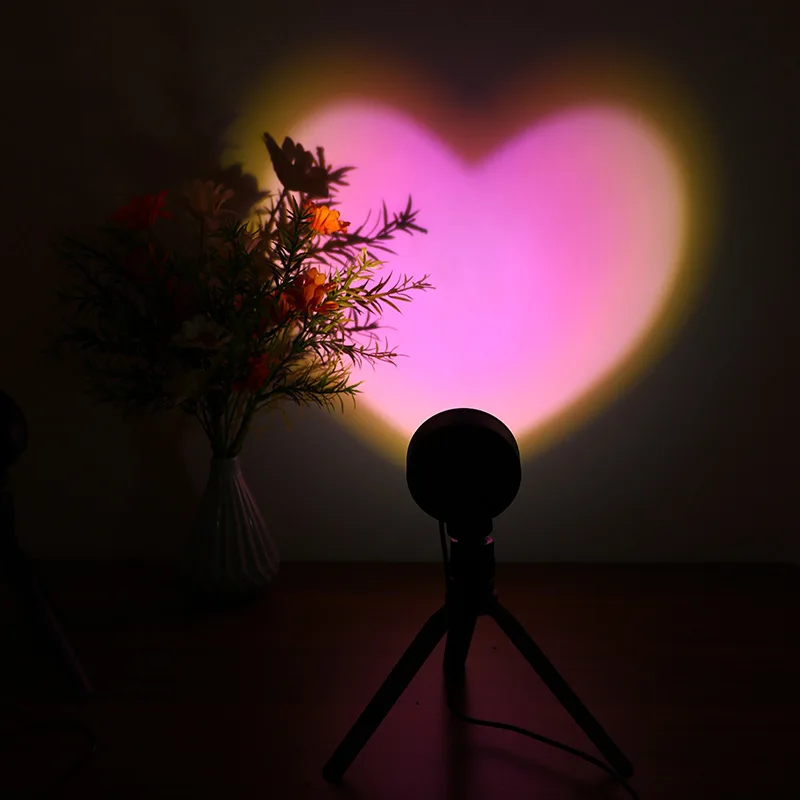 Heart-shaped Table Lamp Projector Sunset Lamp Ambient Night Light Photography Party Bedroom Xmas Room Home Decor