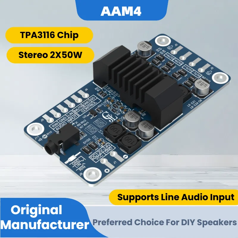 Placa amplificadora de Audio TPA3116 2x50W modo de derivación estéreo sin sonido POP y sin ruido de fondo AAM4