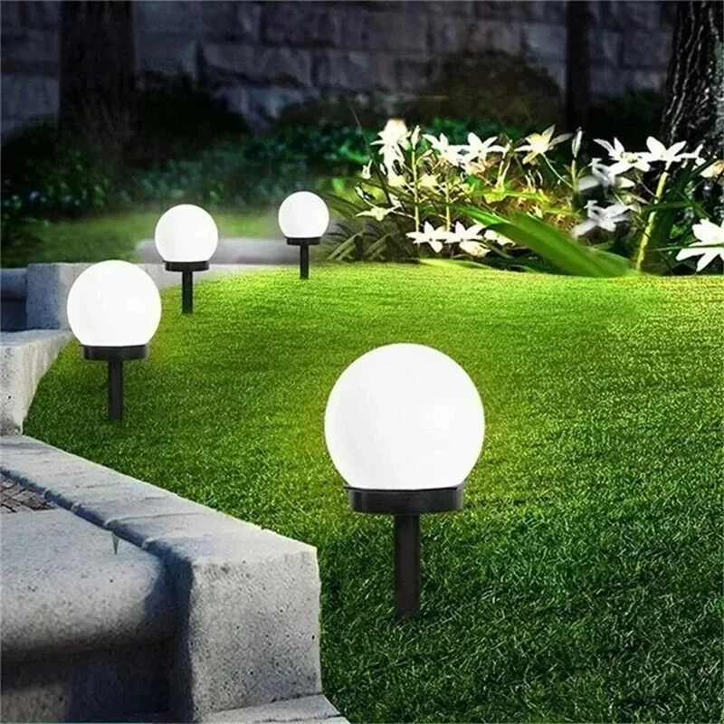Boule Ronde Solaire à LED, Éclairage d'Extérieur Étanche, Décoration de Jardin, Cour, Pelouse, Rue